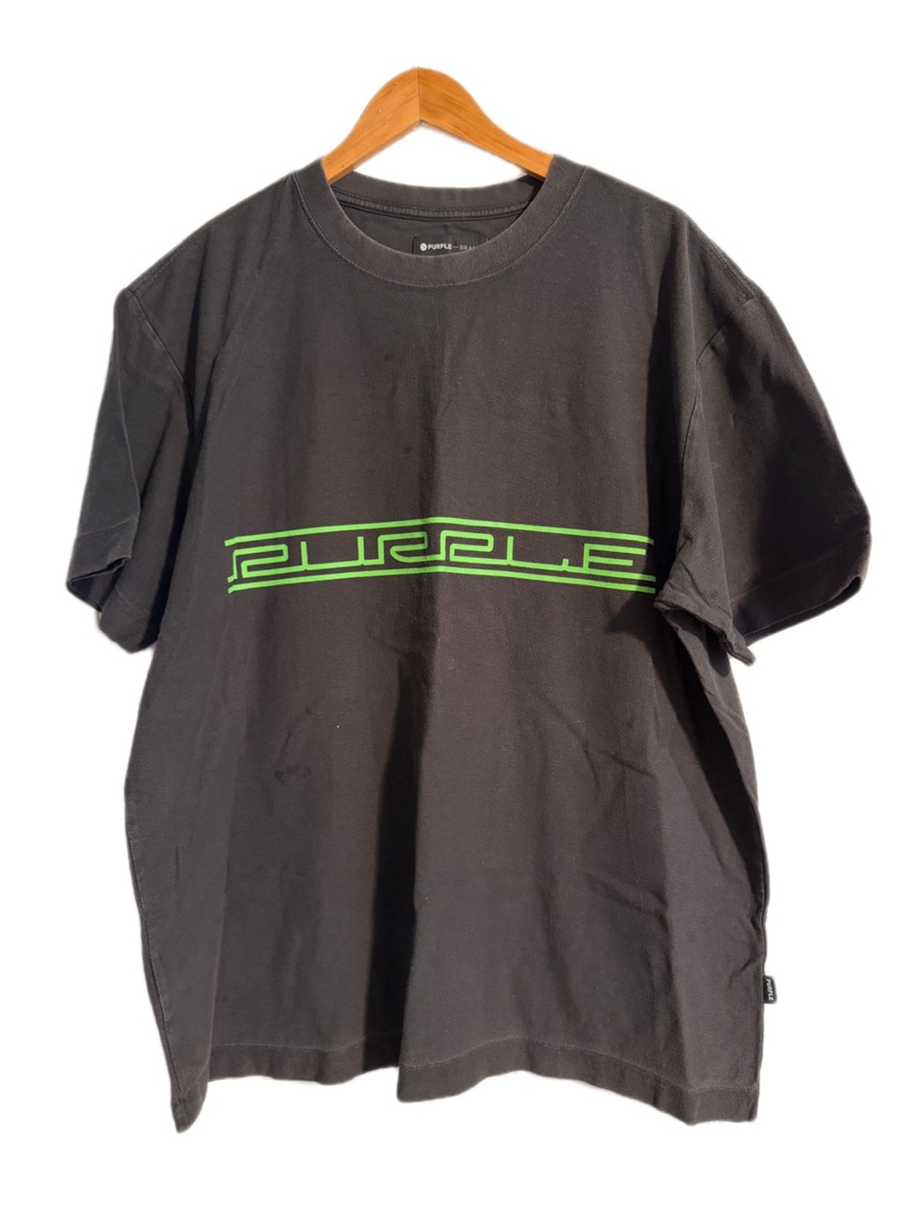 Purple Brand Black Short Sleeve Tee with Green Logo